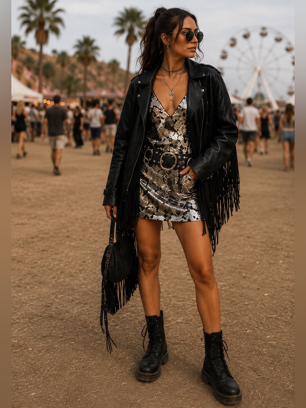 NBD silver and black sequin mini dress